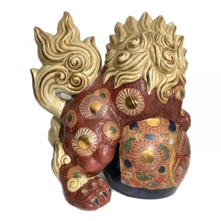 九谷焼 (クタニヤキ) 陶器 宝獅子 狂犬 全高36cm程度