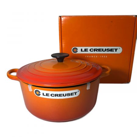 LE CREUSET (ルクルーゼ) ホーロー鍋 オレンジ 24cm ココット ロンド