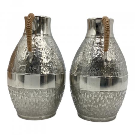 ★未使用★錫半　錫器　酒器セット　両開飾り棚　昭和レトロ お猪口 徳利 ☆未使用☆錫半 錫器 酒器セット 両開飾り棚 昭和レトロ