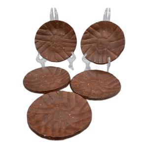 信楽焼 (シガラキヤキ) 小皿揃え 砥臼紋様