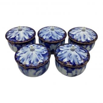 深川製磁 (フカガワセイジ) 蓋付湯呑み 5Pセット　USED品