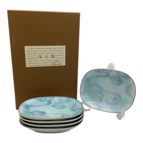 深川製磁 (フカガワセイジ) 銘々皿 ブルーフラワー 4Pセット