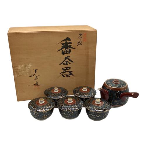 九谷焼 (クタニヤキ) 茶器 青粒鉄仙 急須1・湯呑み5セット