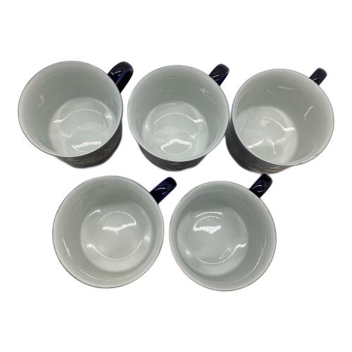 九谷焼 (クタニヤキ) コーヒーカップ&ソーサー 金彩 孔雀 瑠璃色 5Pセット