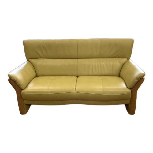 karimoku (カリモク) 3人掛けソファー　半革 ライトグリーン 半革