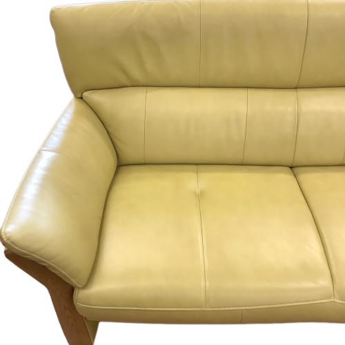 karimoku (カリモク) 3人掛けソファー　半革 ライトグリーン 半革