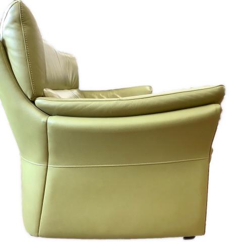 karimoku (カリモク) 3人掛けソファー　半革 ライトグリーン 半革