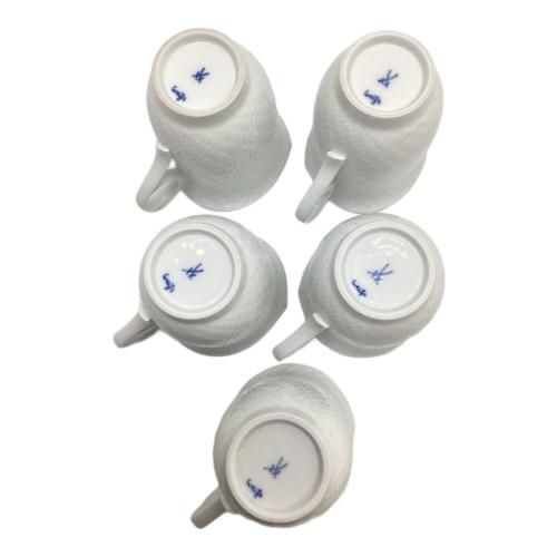 Meissen (マイセン) カップ ヒビ・着色ヨゴレ有 波の戯れホワイト 5Pセット