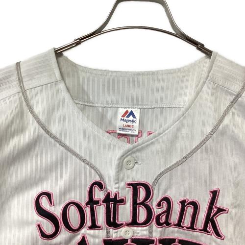 福岡ソフトバンクホークス×Majestic（フクオカソフトバンクホークス×マジェスティック） フルユニフォーム ホワイト×ピンク SIZE L 周東佑京 #23
