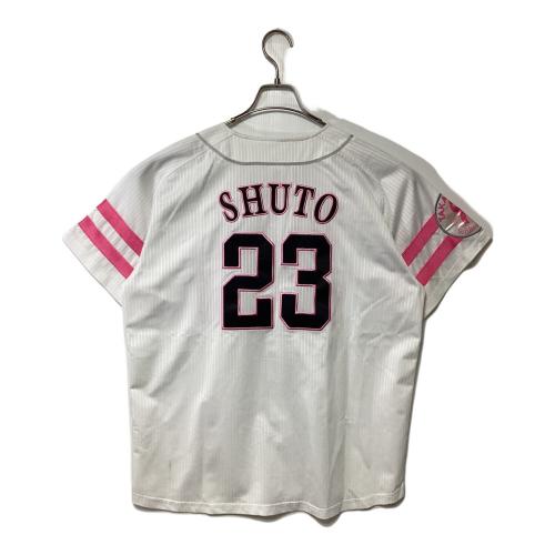 福岡ソフトバンクホークス×Majestic（フクオカソフトバンクホークス×マジェスティック） フルユニフォーム ホワイト×ピンク SIZE L 周東佑京 #23