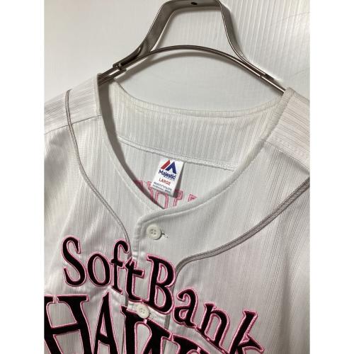 福岡ソフトバンクホークス×Majestic（フクオカソフトバンクホークス×マジェスティック） フルユニフォーム ホワイト×ピンク SIZE L 周東佑京 #23