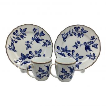 Noritake (ノリタケ) モーニングセット ホワイト×ブルー ラピスマナー プレート・カップ各2