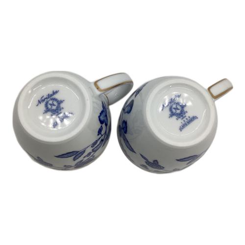 Noritake (ノリタケ) モーニングセット ホワイト×ブルー ラピスマナー プレート・カップ各2