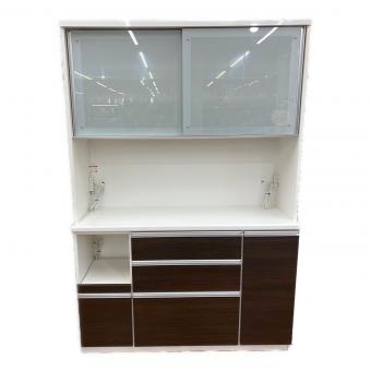松田家具 (マツダカグ) 2枚扉レンジボード ホワイト×ダークブラウン ビガーレンジ1400