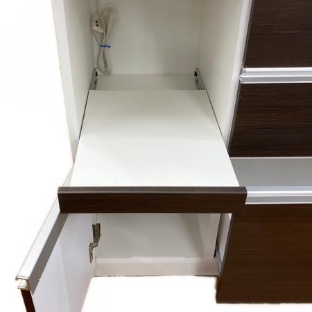 松田家具 (マツダカグ) 2枚扉レンジボード ホワイト×ダークブラウン