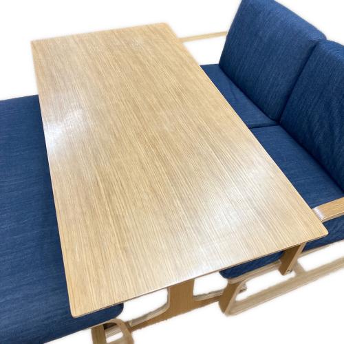 無印良品 (ムジルシリョウヒン) ベンチダイニング3点セット 198 ナチュラル×インディゴ リビングでもダイニングでもつかえる