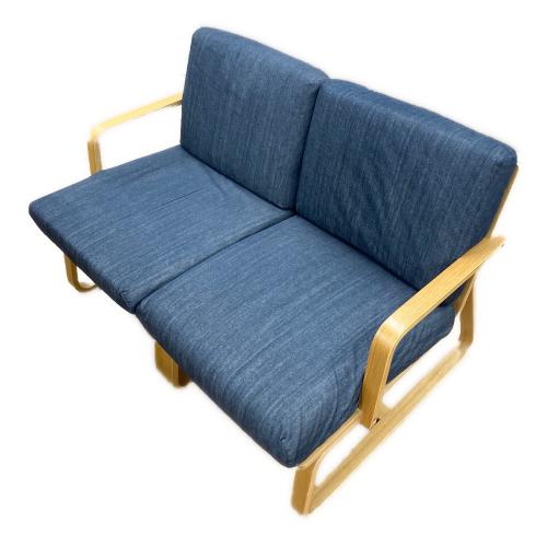 無印良品 (ムジルシリョウヒン) ベンチダイニング3点セット 198 ナチュラル×インディゴ リビングでもダイニングでもつかえる