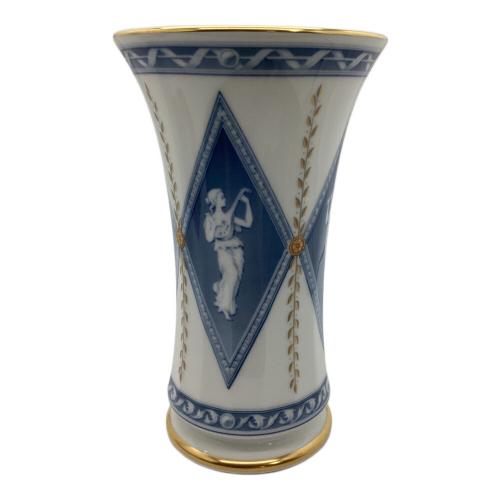 大倉陶園 (オオクラトウエン) 花瓶 バラと女性像 ブルー×ホワイト