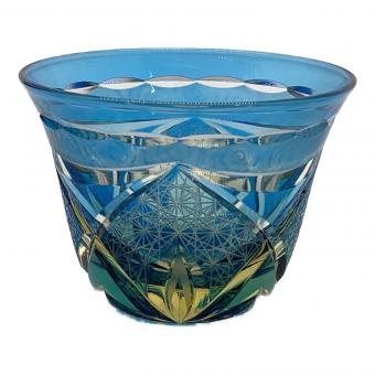 華硝 (ハナショウ) 切子  ぐい呑み　ブルー