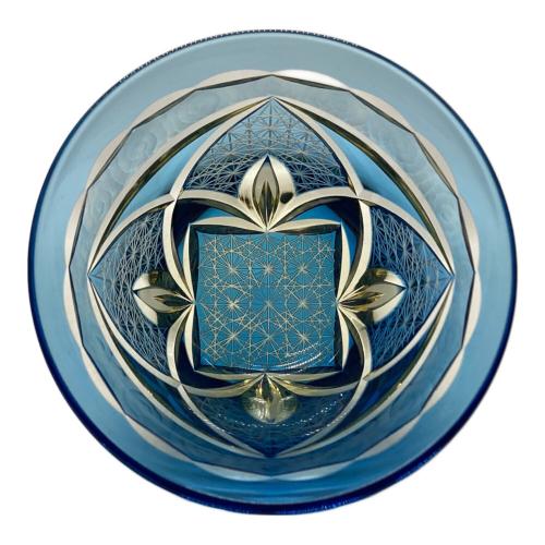 華硝 (ハナショウ) 切子  ぐい呑み　ブルー