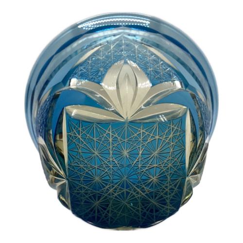 華硝 (ハナショウ) 切子  ぐい呑み　ブルー