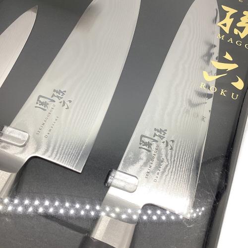 貝印（カイジルシ） 関孫六ダマスカス3点セット(お箸付) 562RC-9199　関孫六ダマスカス牛刀・三徳・ペティ3点セット