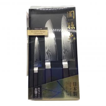貝印（カイジルシ）　関孫六ダマスカス牛刀・三徳・ペティ3点セット(お箸付)　562RC-9199　関孫六　3Pセット