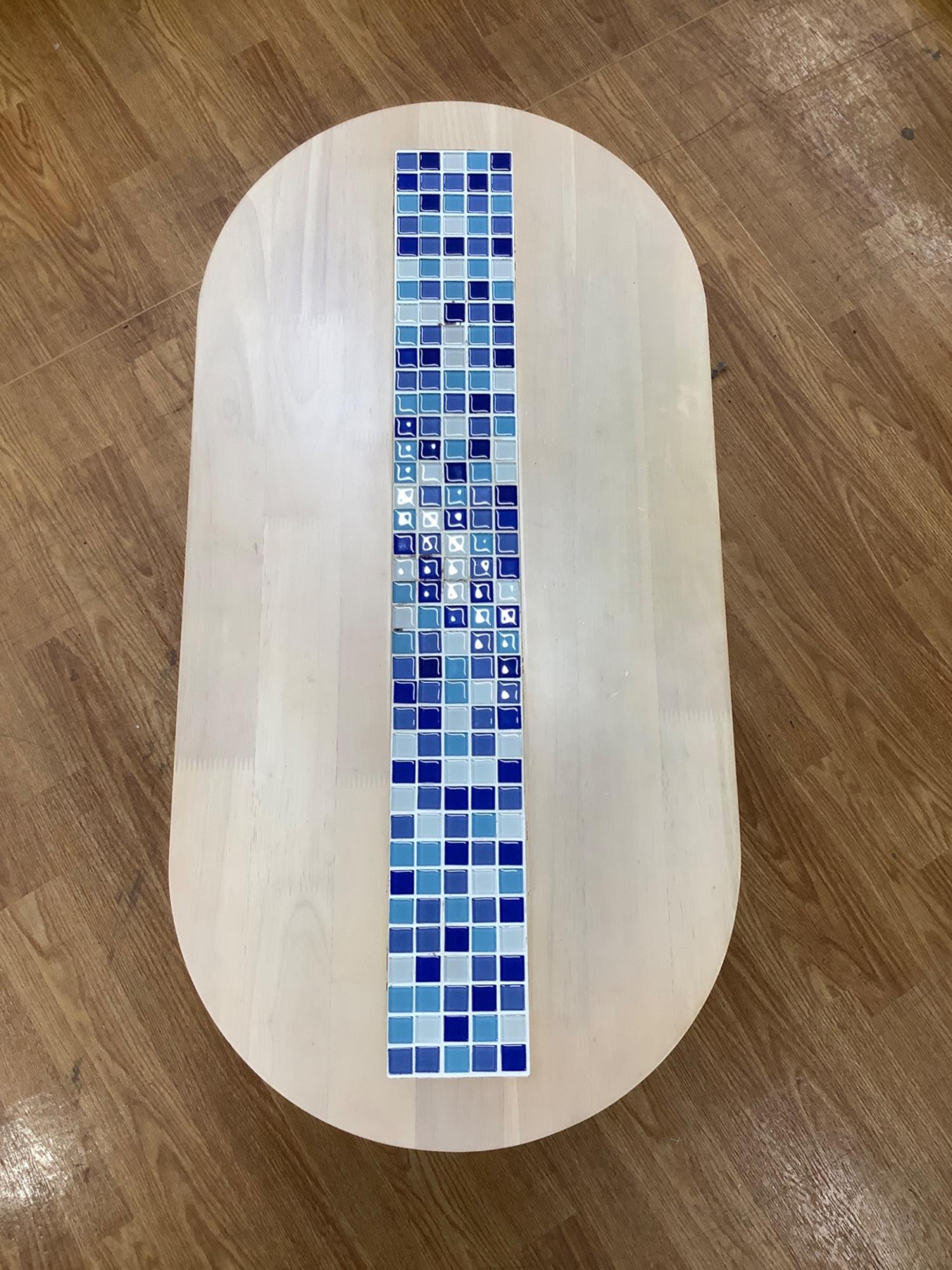 【美品】大川家具 TESTA テスタ センターテーブル モザイクタイル 棚付き 大川家具 (オオカワカグ) センターテーブル TESTA CENTER TABLE