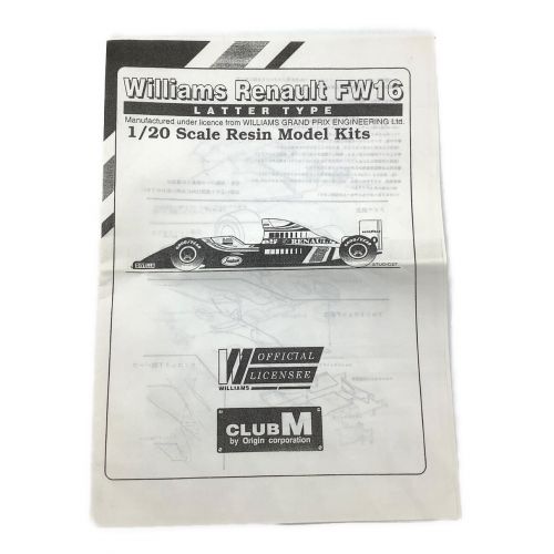 CLUB M プラモデル 1/20 Williams Renault FW16
