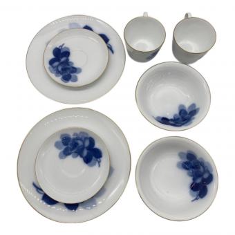 大倉陶園 (オオクラトウエン) モーニングセット ブルーローズ カップ&ソーサー2・ボウル2・プレート2