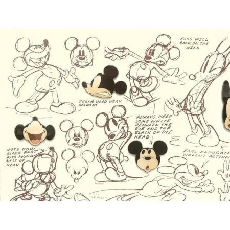 Disney アートフレーム Micky Mouse Model Sheet Framed Pin Set