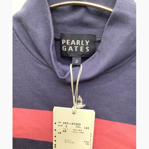 PEARLY GATES (パーリーゲイツ) ゴルフシャツ ブルー×ピンク サイズ:2 未使用品