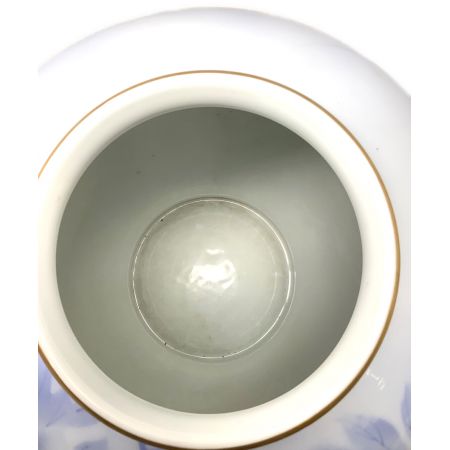深川製磁 (フカガワセイジ) 花瓶 紫陽花と鳥/ブルー