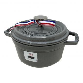 Staub (ストウブ) 両手鍋 SIZE 16 グレー ミニココット ラウンド