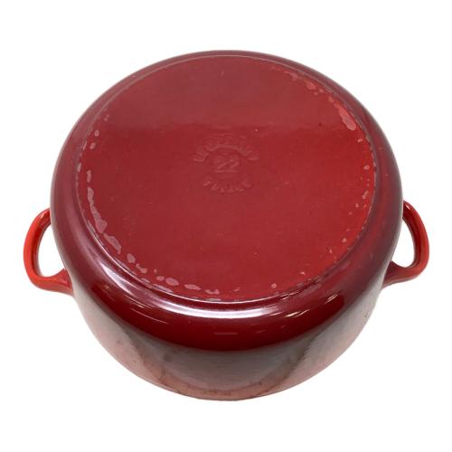 LE CREUSET (ルクルーゼ) 両手鍋　ココット　ロンド SIZE 22 レッド