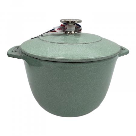 Staub (ストウブ) 両手鍋 16cm グリーン ラ・ココット de GOHAN
