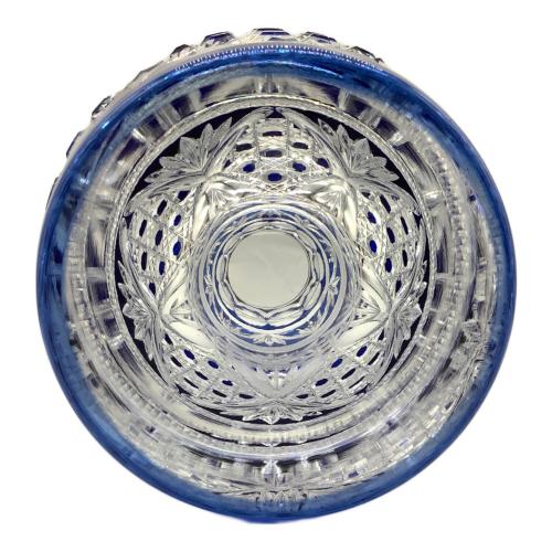 KAGAMI CRYSTAL (カガミクリスタル) 花瓶 江戸切子 魚子に八角籠目紋 F685-1973-CCB //