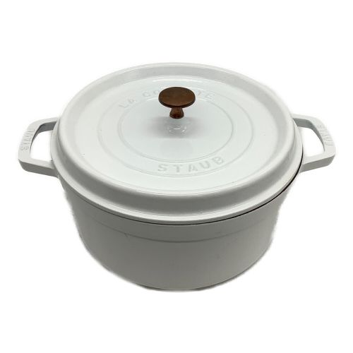 在庫なしStaub シャロ―ラウンドココット 26 cm ホワイト 鍋/フライパン