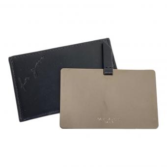 Saint Laurent Paris (サンローランパリ) レザーカードポケットコンパクトミラー ブラック キズ有