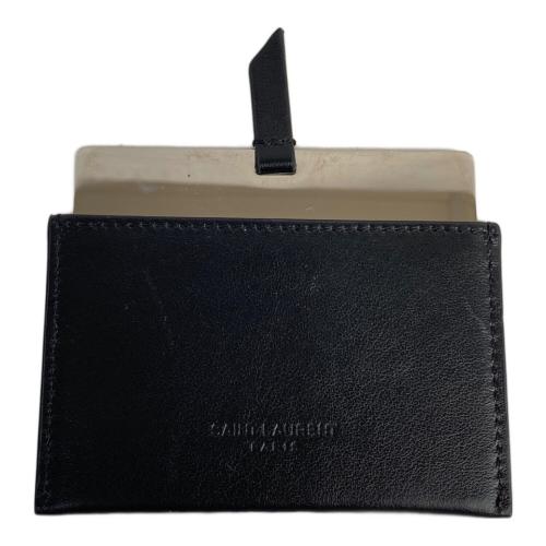 Saint Laurent Paris (サンローランパリ) レザーカードポケットコンパクトミラー ブラック キズ有