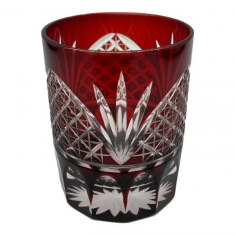 江戸切子 (エドキリコ) ロックグラス 色かぶせ硝子 194 レッド