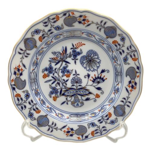 Meissen (マイセン) プレート ブルーオニオン(朱金)