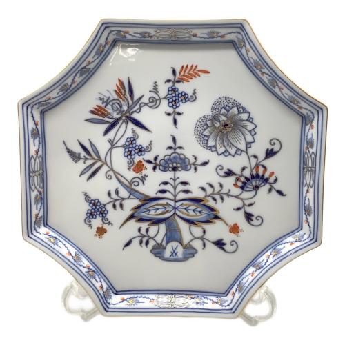 Meissen (マイセン) 八角トレー ブルーオニオン(朱金)