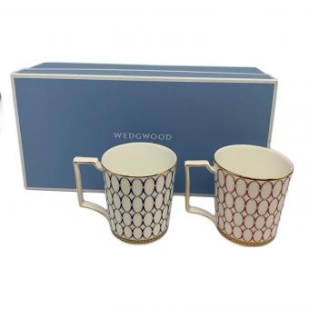 Wedgwood (ウェッジウッド) マグカップ レッド×ブルー ルネッサンスゴールド 2Pセット