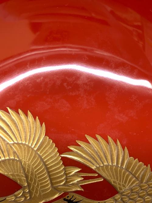 松本光栄堂 (マツモトコウエイドウ) 雑煮椀 輪島塗 鶴蒔絵 5Pセット