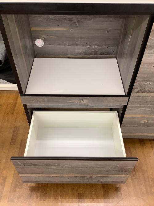 土井インテリア工業  レンジボード グレー×ホワイト 2枚扉