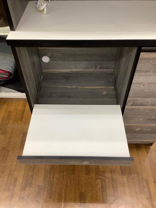 土井インテリア工業  レンジボード グレー×ホワイト 2枚扉