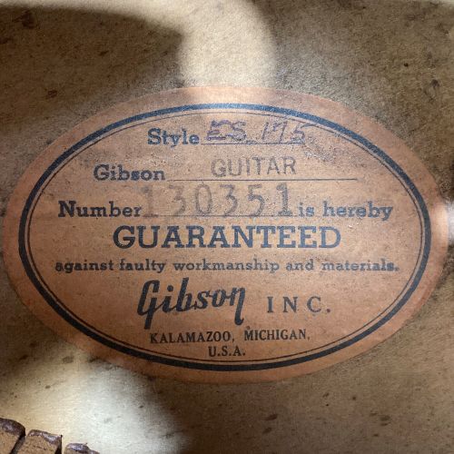GIBSON (ギブソン) フルアコギター ネックストレート ロッド余裕有 ES175 1963年製(1961仕様) 130351