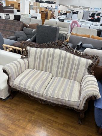 ロココ調2人掛けソファー ピンク×ブラウン