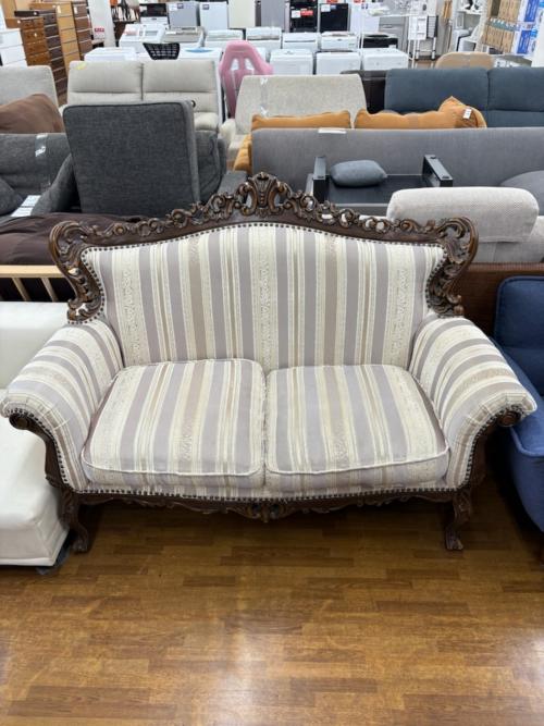 ロココ調2人掛けソファー ピンク×ブラウン